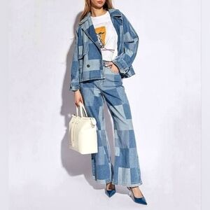 Blue Patchwork Denim Jean Jacket